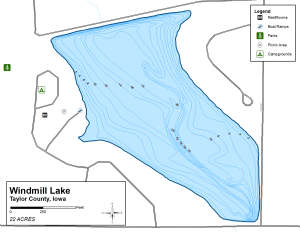 Windmill Lake Topographical Lake Map