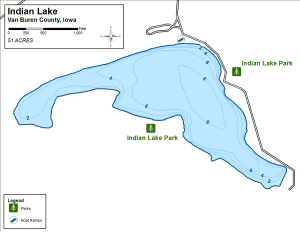 Indian Lake Topographical Lake Map