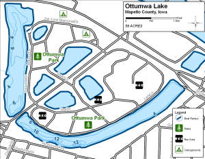 Ottumwa Lake Topographical Lake Map