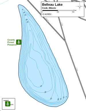 Belleau Lake Topographical Lake Map