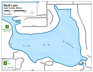 Bluff Lake Topographical Lake Map