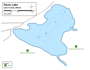 Davis Lake Topographical Lake Map