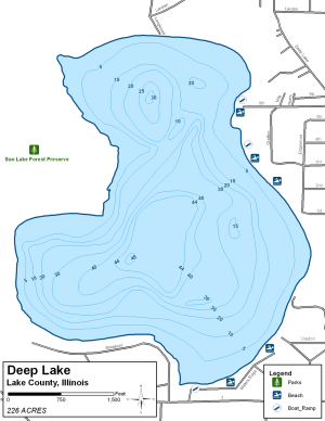Deep Lake Topographical Lake Map