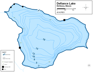 Defiance Lake Topographical Lake Map