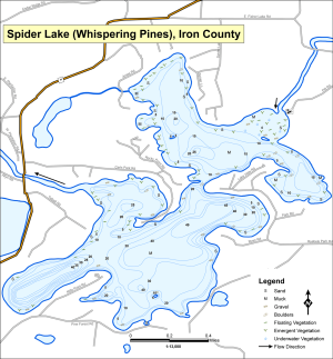 Spider Lake (Whispering Pines) Topographical Lake Map