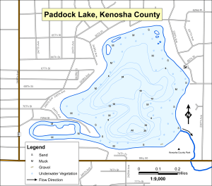 Paddock Lake Topographical Lake Map