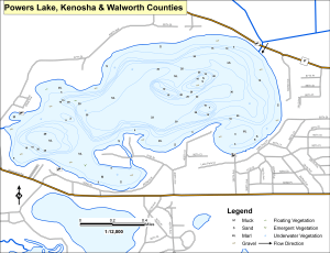 Powers Lake Topographical Lake Map
