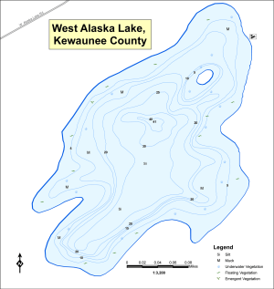 Alaska Lake, West Topographical Lake Map