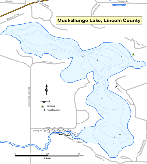 Muskellunge Lake Topographical Lake Map