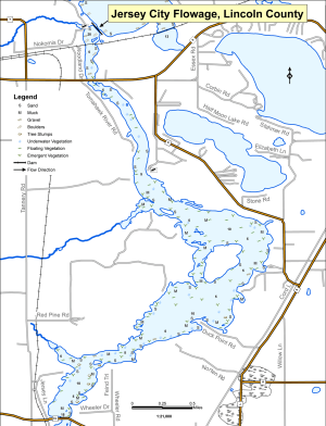 Jersey City Flowage Topographical Lake Map