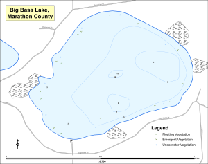 Big Bass Lake Topographical Lake Map