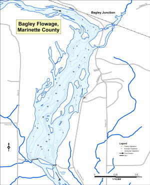 Bagley Flowage Topographical Lake Map