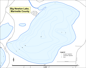 Big Newton Lake Topographical Lake Map
