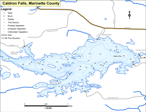 Caldron Falls Reservoir Topographical Lake Map