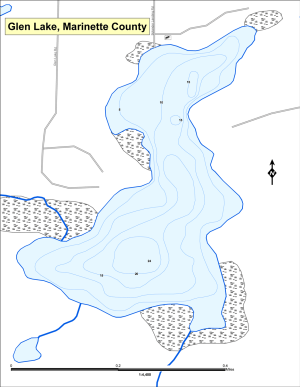 Glen Lake Topographical Lake Map