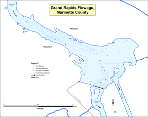Grand Rapids Flowage Topographical Lake Map