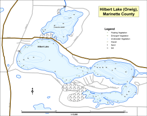 Hilbert Lake (Orwig) Topographical Lake Map
