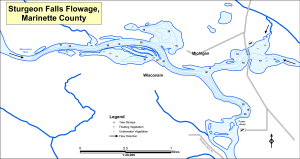 Sturgeon Falls Flowage Topographical Lake Map