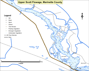 Scott Flowage, Upper Topographical Lake Map