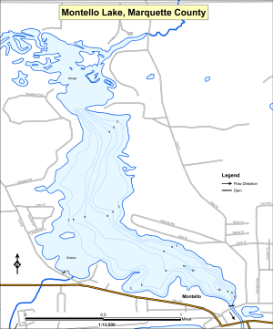 Montello Lake Topographical Lake Map