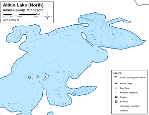 Aitkin Lake (North) Topographical Lake Map