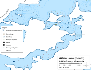 Aitkin Lake (South) Topographical Lake Map