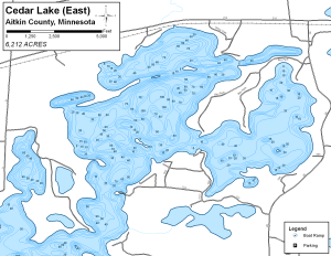 Cedar Lake East Topographical Lake Map