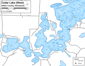 Cedar Lake West Topographical Lake Map