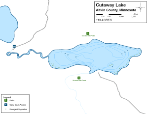 Cutaway Lake Topographical Lake Map