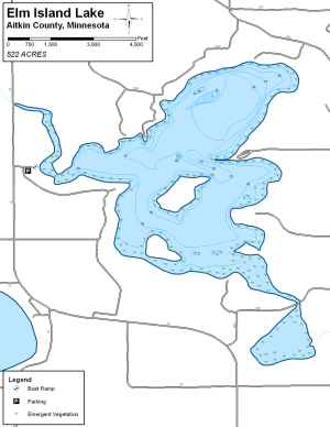 Elm Island Lake Topographical Lake Map