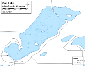 Gun Lake Topographical Lake Map