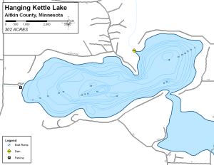Hanging Kettle Lake Topographical Lake Map