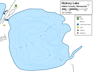 Hickory Lake Topographical Lake Map