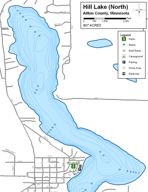 Hill Lake North Topographical Lake Map