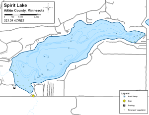 Spirit Lake Topographical Lake Map