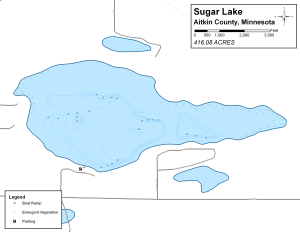 Sugar Lake Topographical Lake Map
