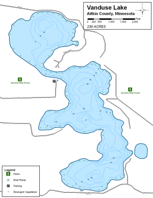 Vanduse Lake Topographical Lake Map