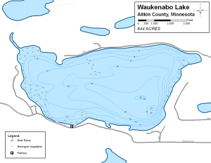 Waukenabo Lake Topographical Lake Map