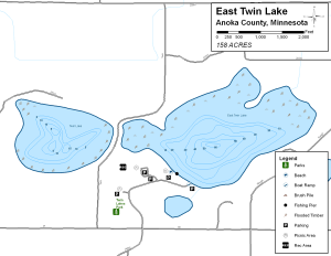 East Twin Lake Topographical Lake Map