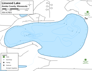 Linwood Lake Topographical Lake Map
