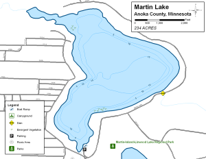 Martin Lake Topographical Lake Map