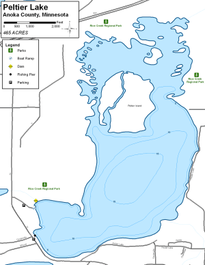 Peltier Lake Topographical Lake Map