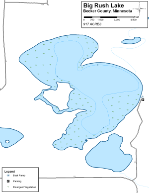 Big Rush Lake Topographical Lake Map
