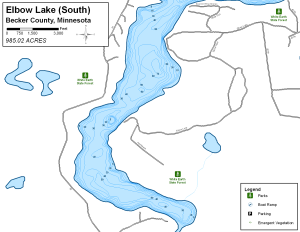 Elbow Lake South Topographical Lake Map