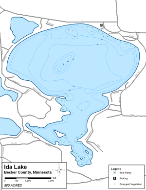 Ida Lake Topographical Lake Map