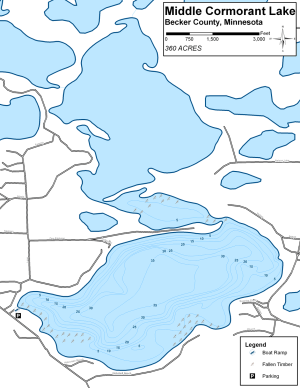 Middle Cormorant Lake Topographical Lake Map