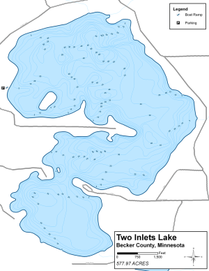 Two Inlets Lake Topographical Lake Map