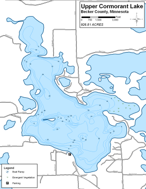 Upper Cormorant Lake Topographical Lake Map