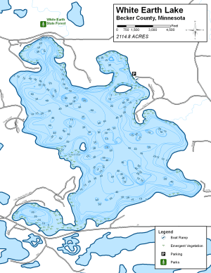 White Earth Lake Topographical Lake Map