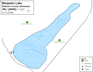 Benjamin Lake Topographical Lake Map